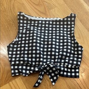 Lime Ricki Black and White Checkered Crop Top